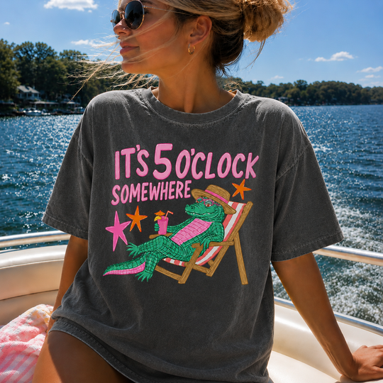 It's 5'Oclock Somewhere Summer Comfort Colors DTG Printed Graphic T-Shirt