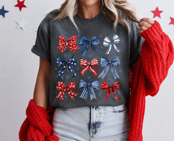 Bow Collage 4th Of July DTG Printed Comfort Colors Graphic T-Shirt