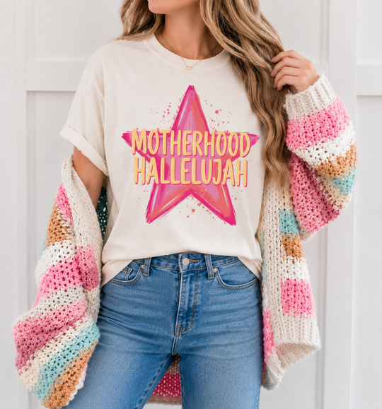 Motherhood Hallelujah DTG Printed Comfort Colors Graphic T-Shirt