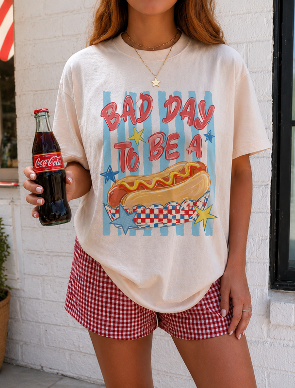 Bad Day To Be A Hot Dog 4th of July DTG Printed Comfort Colors Graphic T-Shirt