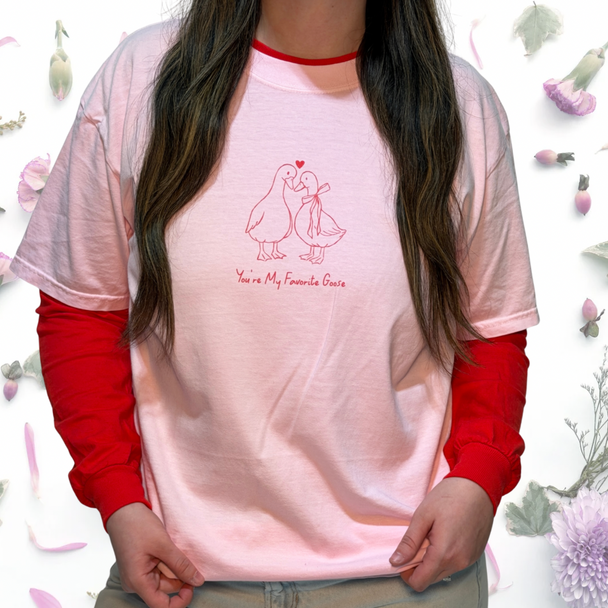 Goose Valentines Day T-Shirt Comfort Color, You're My Favorite Goose Funny Valentine Gift For Her"