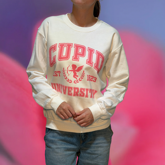 Cupid University Valentines Day Sweatshirt Gildan, Retro Cupid EST 1823 Valentine Gift For Her