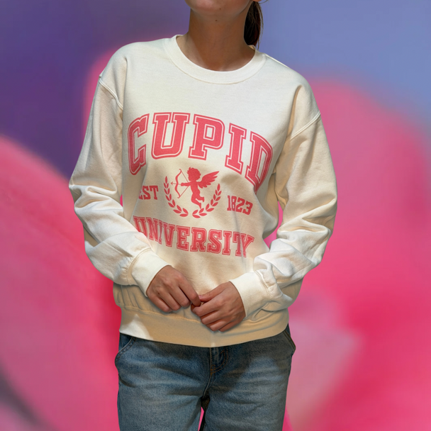 Cupid University Valentines Day Sweatshirt Gildan, Retro Cupid EST 1823 Valentine Gift For Her
