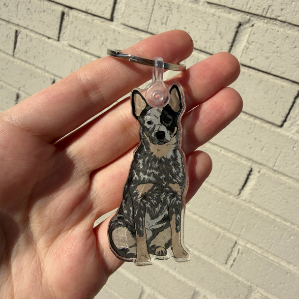 Blue Heeler Dog Keychain | Cute Acrylic Pet Keychain | Dog Owner Gift