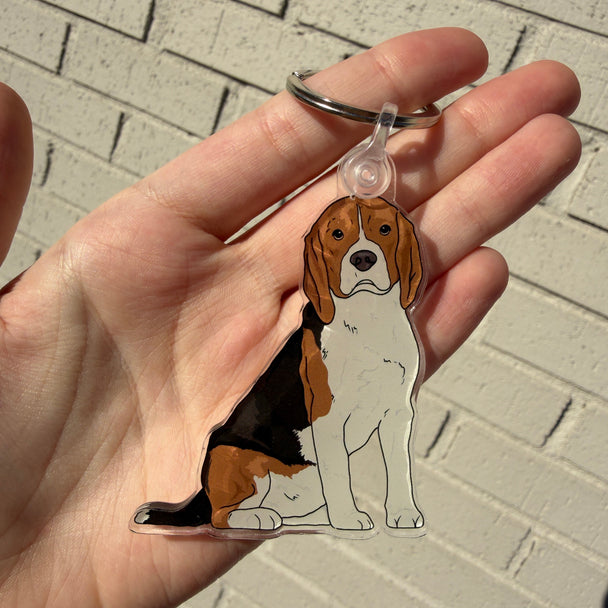 Beagle Dog Keychain | Cute Acrylic Pet Keychain | Brown and Black Beagle Dog | Dog Owner Gift