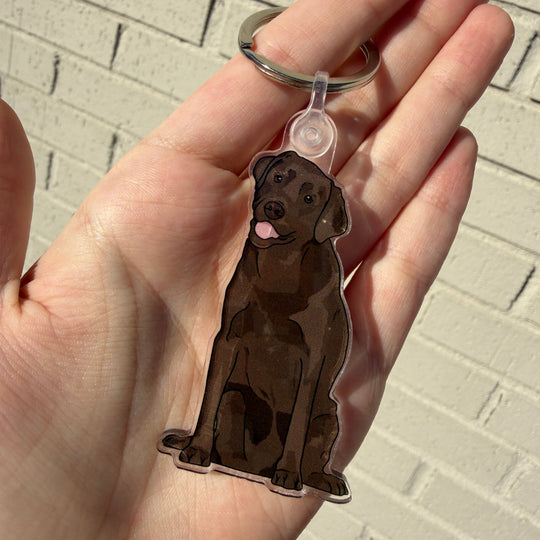 Chocolate Lab Dog Keychain | Cute Acrylic Pet Keychain | Brown Chocolate Lab Dog | Dog Owner Gift