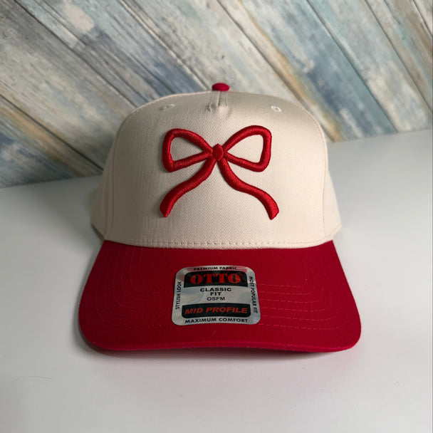 Bow Valentines Day Hat Embroidered, Pink Ribbon Bow Baseball Cap Valentine Gift For Her