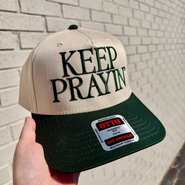 KEEP PRAYIN Hat Embroidered Baseball Cap, Christian Faith Prayer Trucker Hat Gift