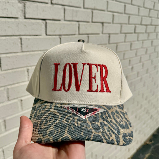 LOVER Hat Embroidered Leopard Baseball Cap, Valentines Day Trendy Gift For Her