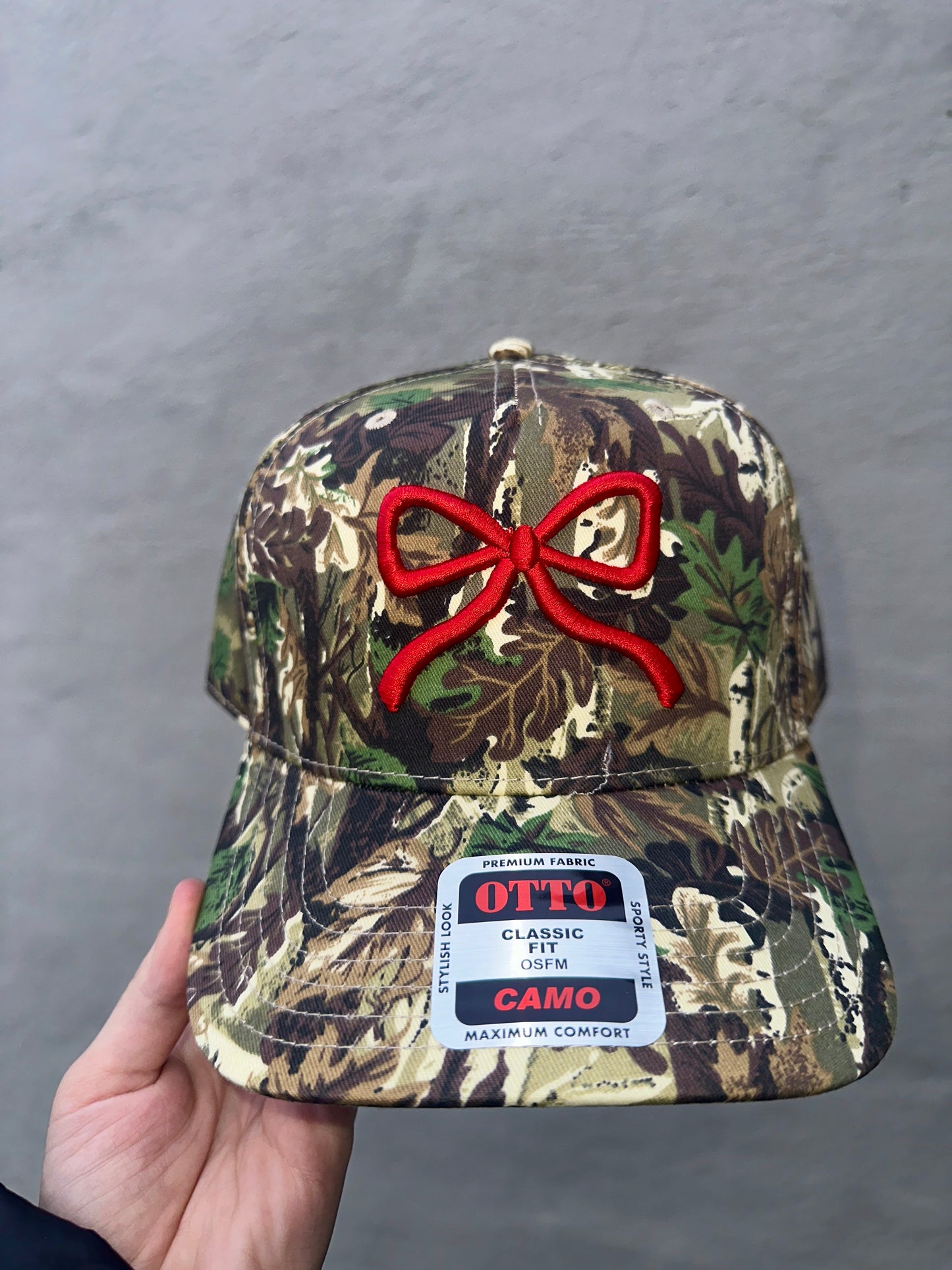 Camo Bow Embroidered Trucker Hat