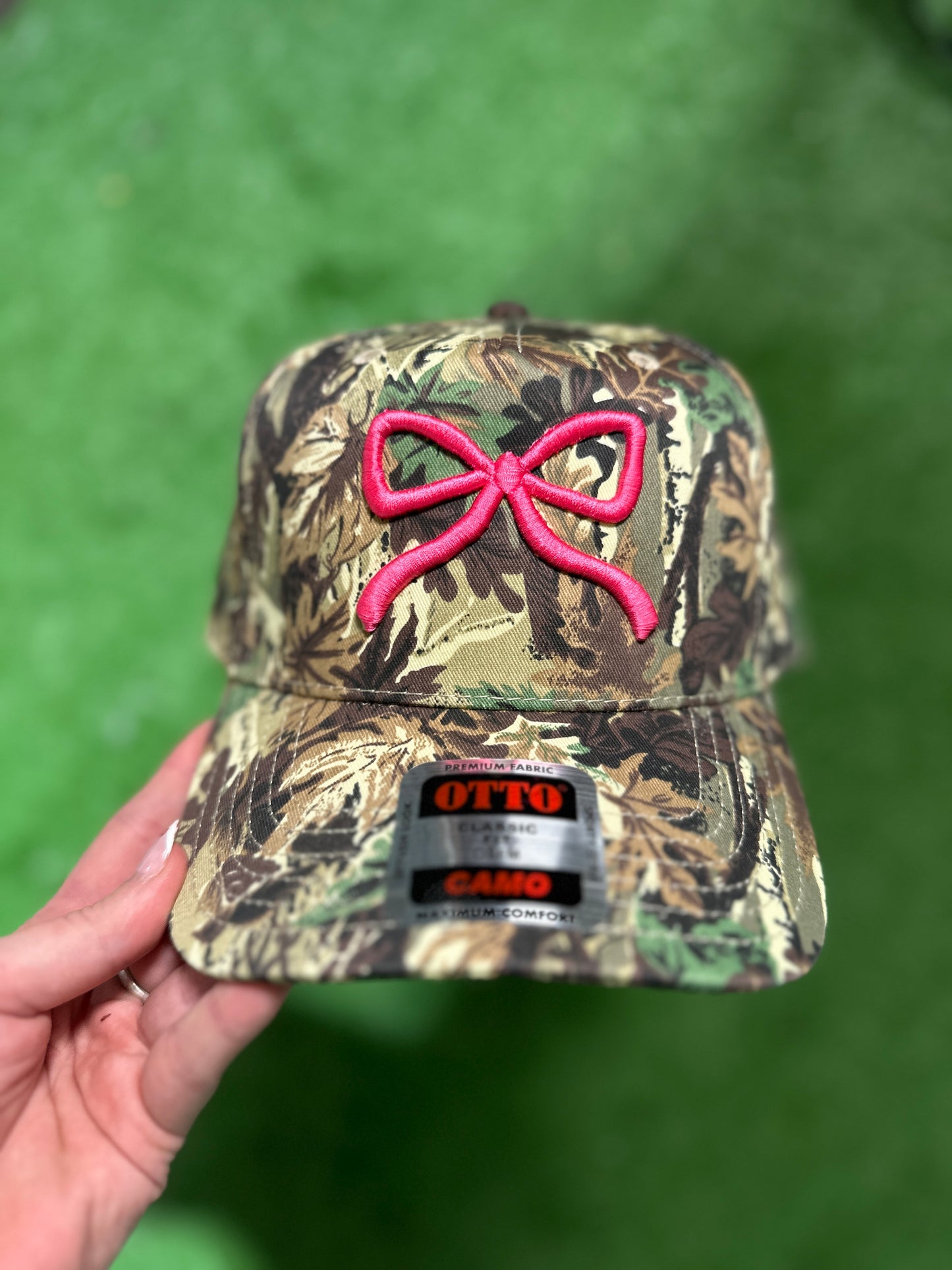 Camo Bow Embroidered Trucker Hat