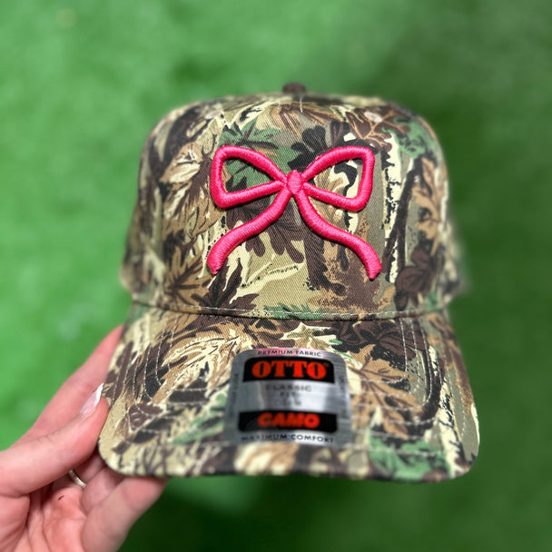 Camo Bow Embroidered Trucker Hat