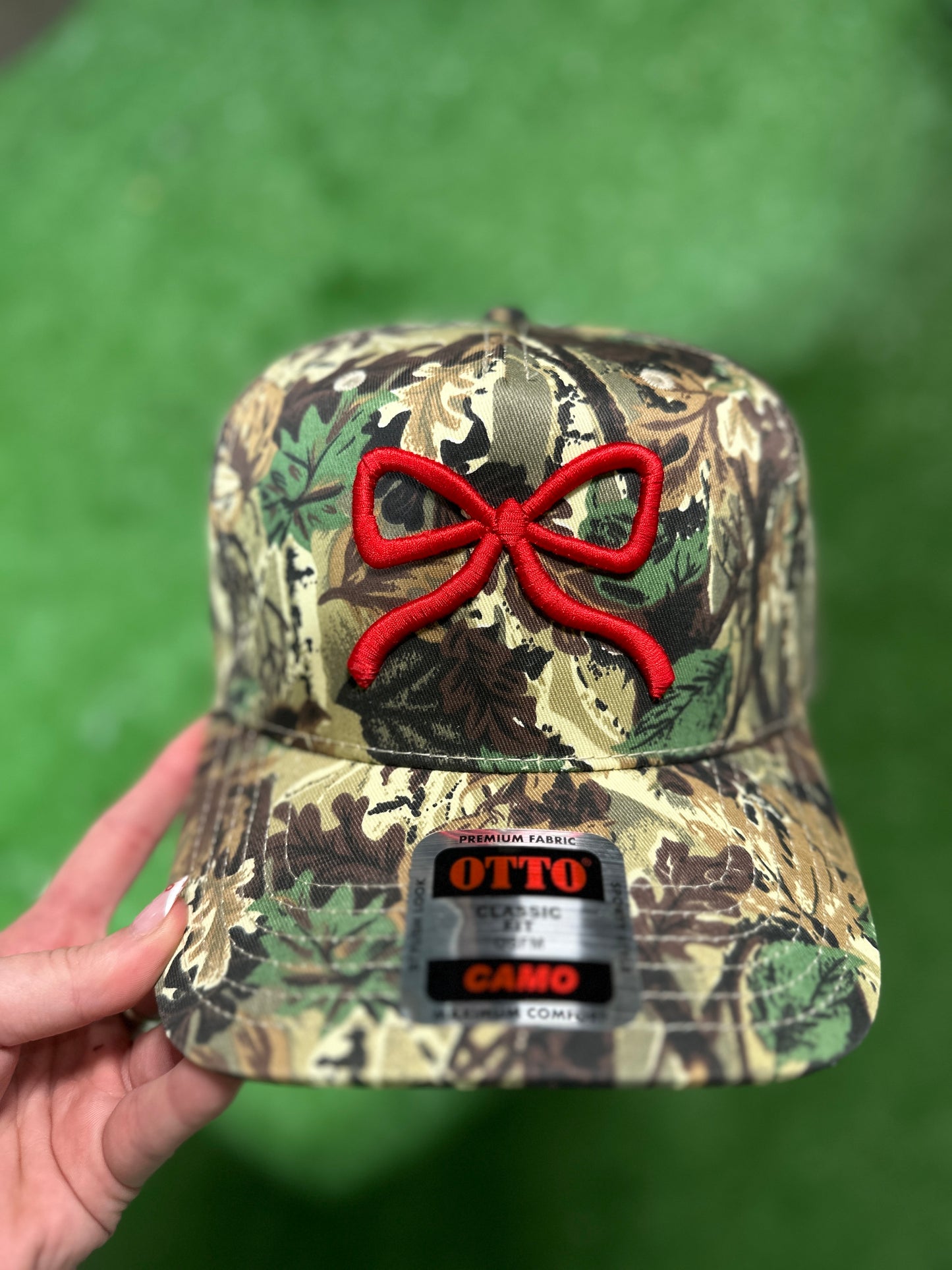 Camo Bow Embroidered Trucker Hat