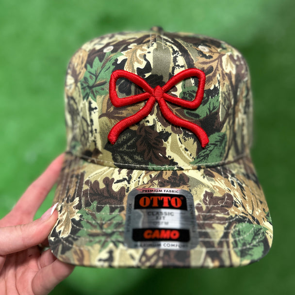 Camo Bow Embroidered Trucker Hat