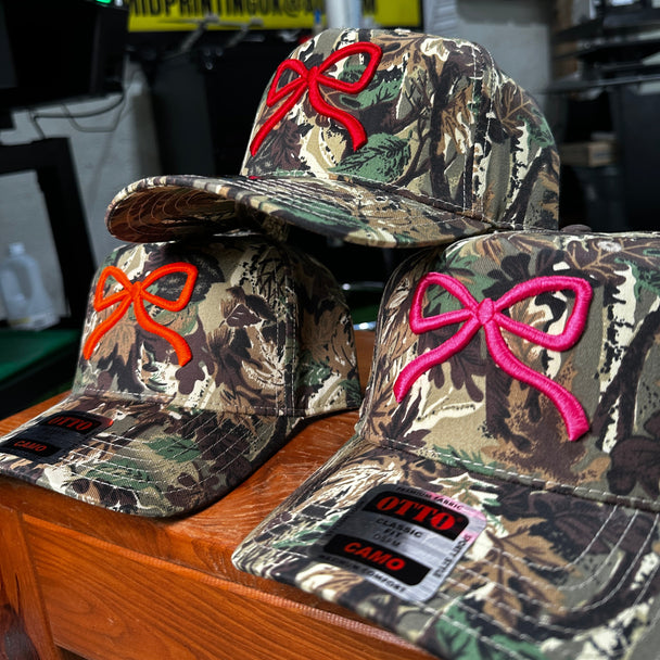 Camo Bow Embroidered Trucker Hat