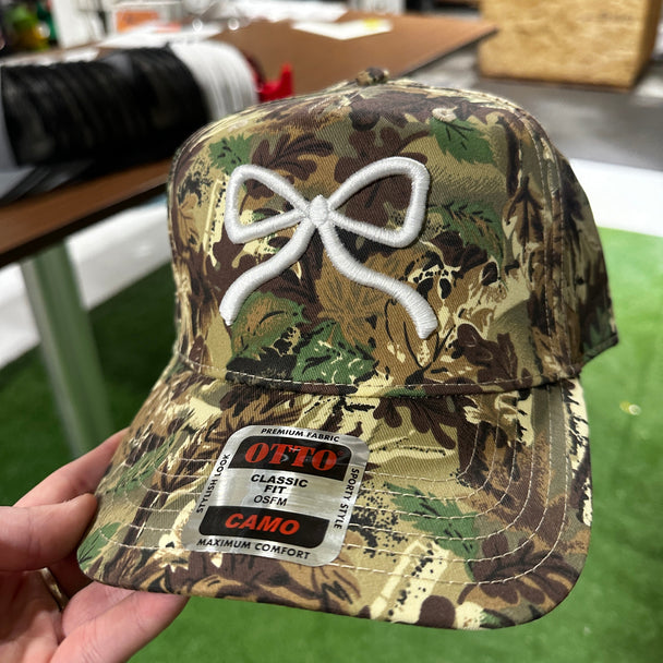 Camo Bow Embroidered Trucker Hat