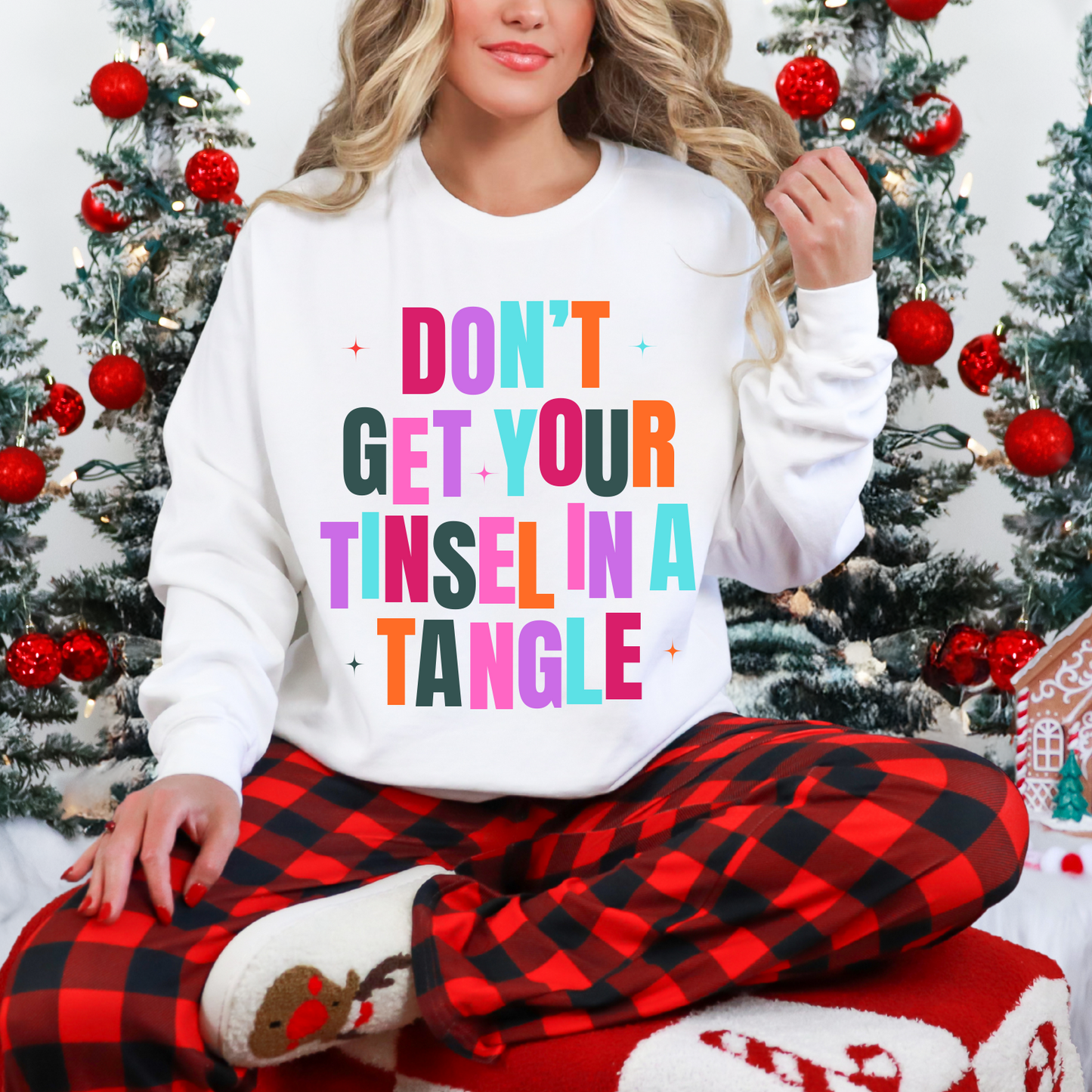 Don't Get Your Tinsel In A Tangle Pullover Sweatshirt, Women's Holiday Crewneck