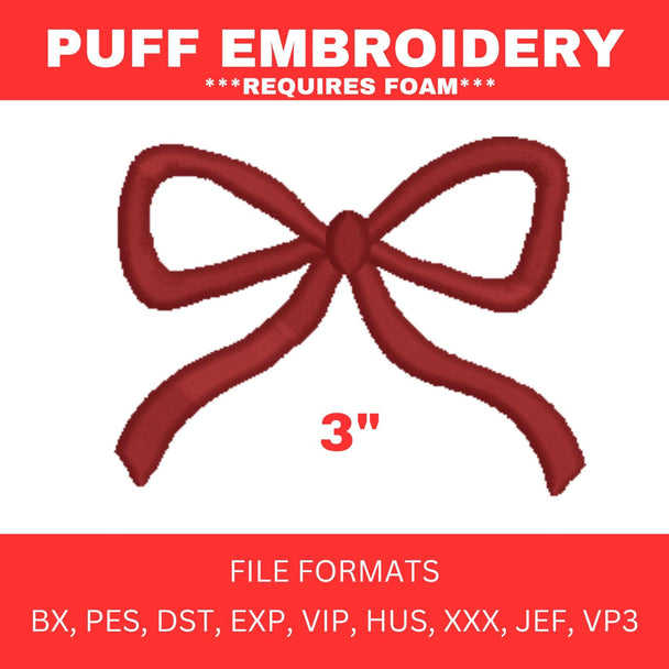 Bow Puff Embroidery File Design 3"
